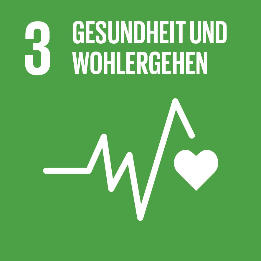 SDG 3 - Gesundheit und Wohlergehen, Linie eines EKG und Herz.