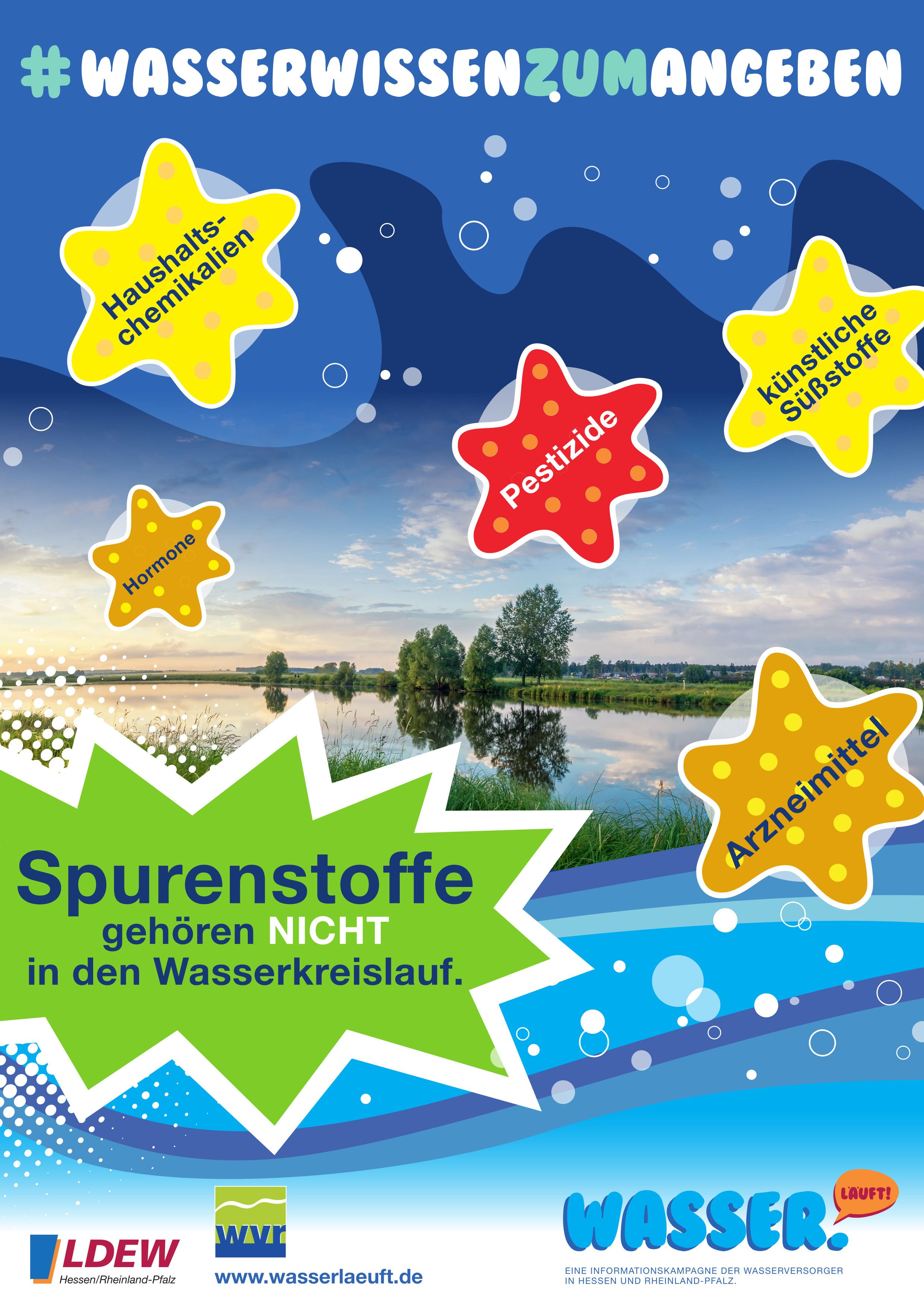 Infografik: Spurenstoffe wie Pestizide, künstliche Süßstoffe, Arzneimittel, Hormone oder Haushaltschemikalien gehören nicht in den Wasserkreislauf. 